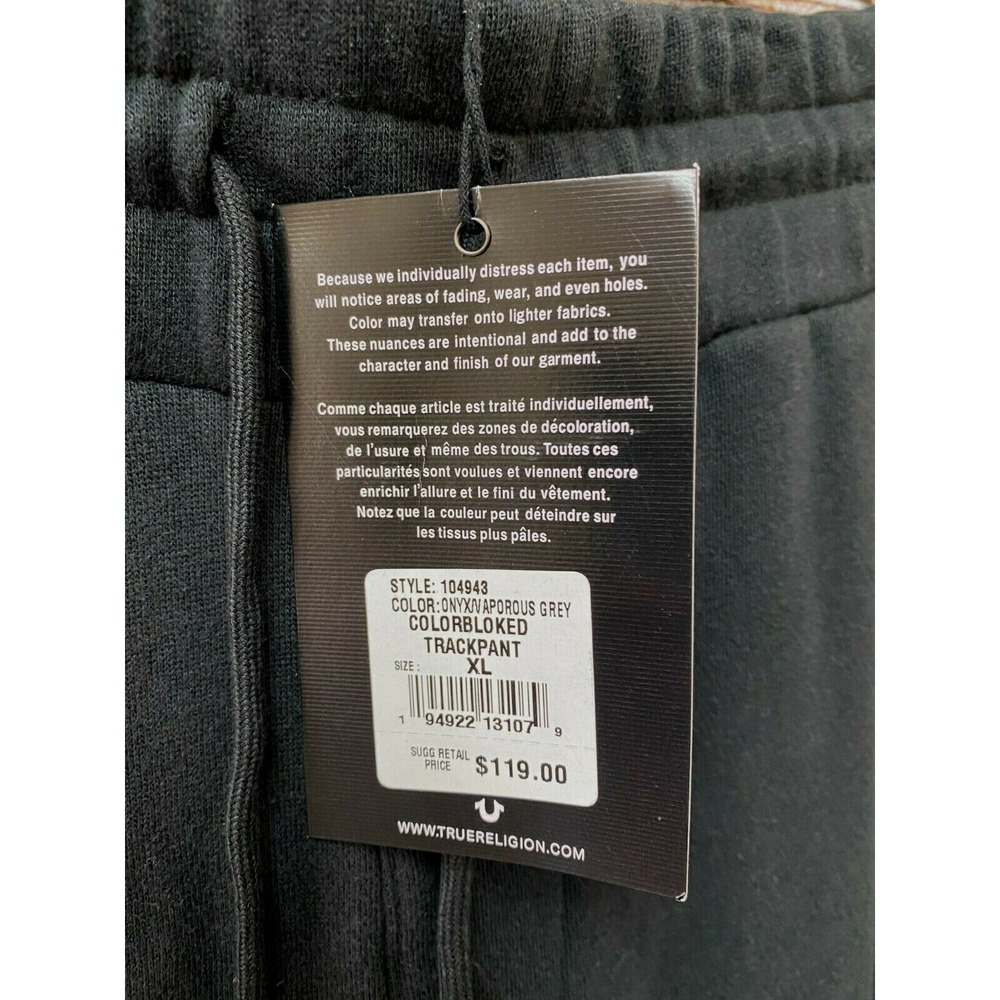 True Religion Jogger Pants Mens Size XL Color Block Fleece Jogger Pants New $119 - Picture 4 of 4